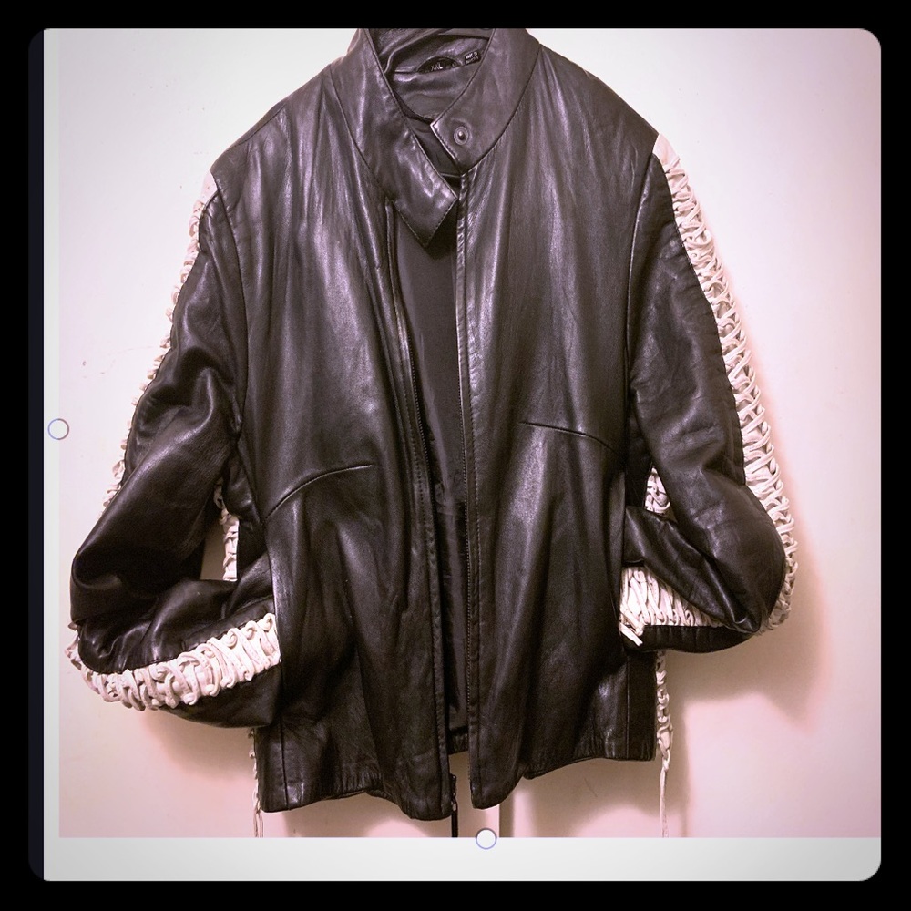 Black 100% Genuine Leather Motorcycle style Jacket